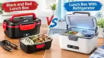 Black and Red Lunch Box vs Lunch Box With Refrigerator